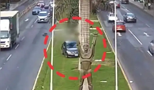 El auto&nbsp;invadió la berma central y lo impactó. Foto: difusión   