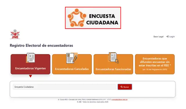 La entidad no es parte del Registro Electoral de Encuestadoras del JNE. Foto: Jurado Nacional de Elecciones  