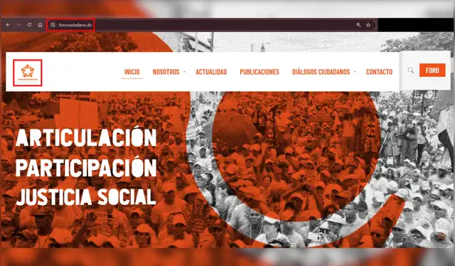 Vista principal de la página web de Foro Ciudadano RD. Foto: Foro Ciudadano RD  