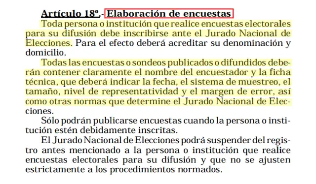 Indicaciones del Artículo 18 de la Ley N.° 27369. Foto: Congreso de la República Indicaciones del Artículo 18 de la Ley N.° 27369. Foto: Congreso de la República