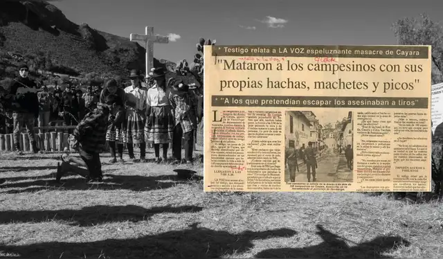 En mayo de 1988, patrullas del Ejército asesinaron a más de 30 comuneros de Cayara. Composición La República.   