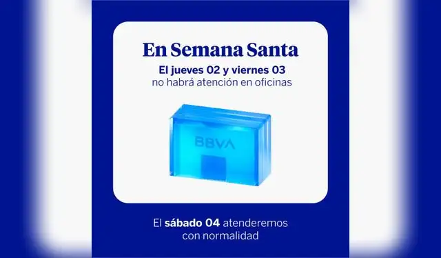  El BBVA confirmó que la atención presencial retornará el 4 de abril. Captura: BBVA.   