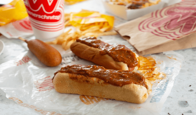 Wienerschnitzel is a hot dog restaurant chain that has been serving since 1961 and features a varied fast food menu. Photo: TheStreet Wienerschnitzel is a hot dog restaurant chain that has been serving since 1961 and features a varied fast food menu. Photo: TheStreet