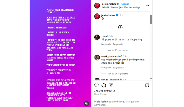 Justin Bieber says he has anger problems in an Instagram post. Photo: justinbieber - Instagram Justin Bieber says he has anger problems in an Instagram post. Photo: justinbieber - Instagram