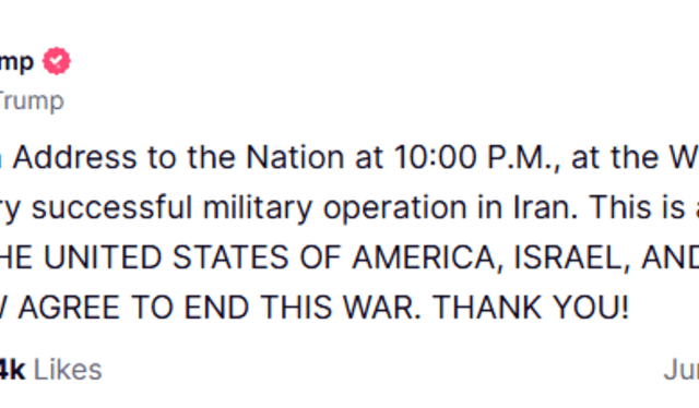 Trump will "address the nation" at the White House regarding the military operation in Iran. Photo: @realDonaldTrump/ Truth Social Trump will "address the nation" at the White House regarding the military operation in Iran. Photo: @realDonaldTrump/ Truth Social