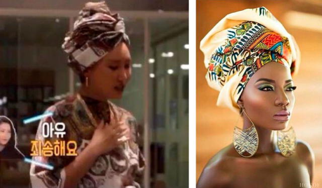 Hwasa fue acusada de hacer burla al traje tradicional de Nigeria en un episodio del show I live alone. Crédito: captura Twitter