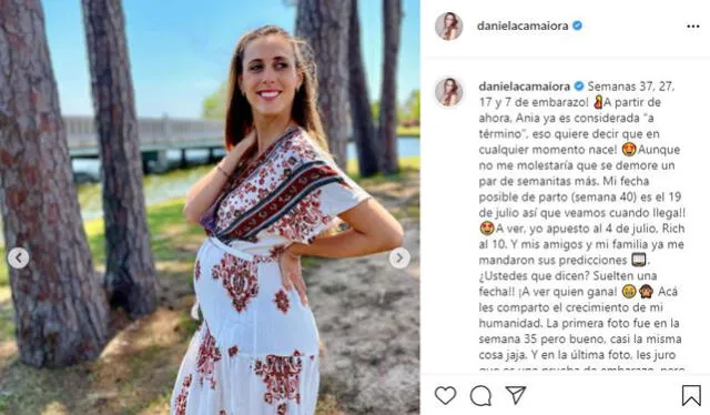 Daniela Camaiora emocionada por la llegada de su primera hija. Foto: Daniela Camaiora/Instagram