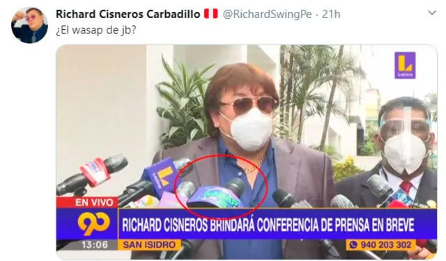 Richard Swing reacciona a la parodia de Jorge Benavides | Fotocaptura Twitter