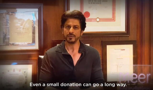 Shah Rukh Khan en video para Meer Foundation. Foto: captura YouTube