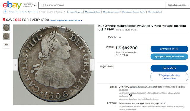 Monedas peruanas, vender, comprar, ebay
