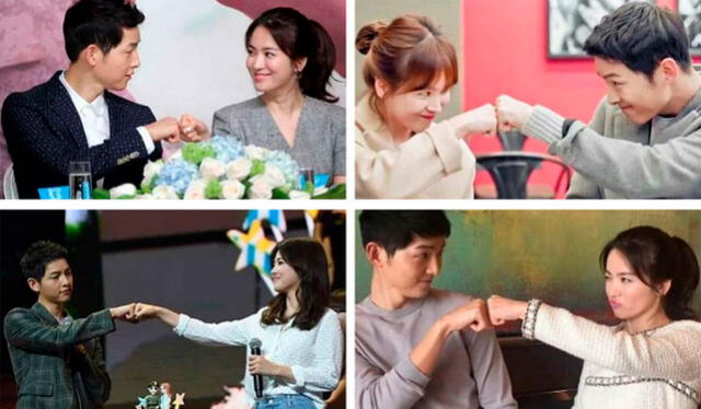 Song Joong Ki y Song Hye Kyo hicieron una característica suya el gesto de chocar los puños. Crédito: fotocomposición