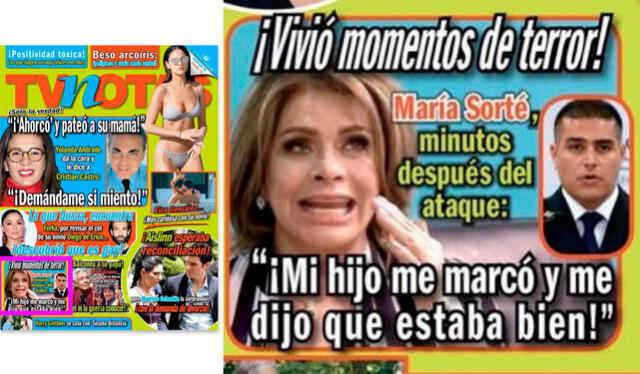 Portada de la revista TV Notas destacando la reacción de María Sorté al atentado de su hijo. Crédito: captura TvNotas