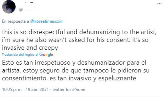 Comentarios sobre el hanbok de Jimin. Foto: Twitter