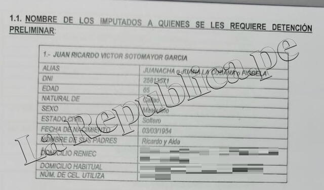 Disposición fiscal en el caso de Juan Sotomayor. Foto: La República.
