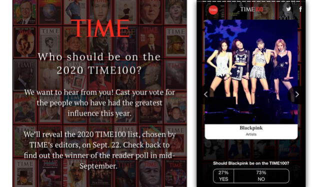 BLACKPINK nominadas al rangking TIME100. Crédito: captura TIME magazine