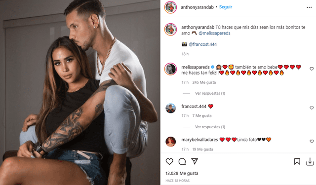 Anthony Aranda sigue firme en su relación con Melissa Paredes. Foto: Anthony Aranda/Instagram.