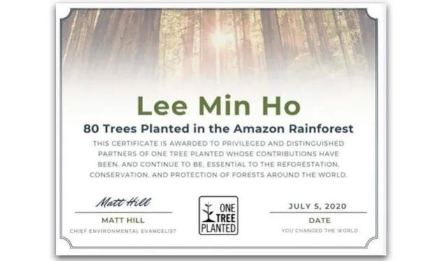 5.7.2020. Segunda donación en favor de la reforestación de la amazonia realizada por el fanclub de Lee Min Ho en Perú. Crédito: Minoz Perú Fan Club