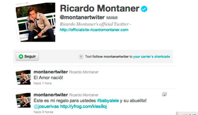 Ricardo Montaner  anunciando el nacimeinto del hijo de Alejandro Manuel. Crédito: captura Twitter
