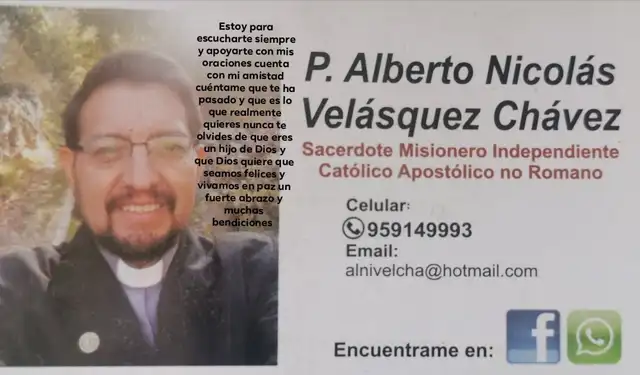 Alberto Velásquez también dice ser sacerdote desde el año 2014