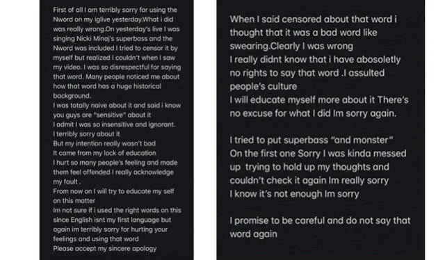 12.8.2020. Yaebin pide disculpa a través de stories de Instagram por palabra racista. Crédito: captura IG