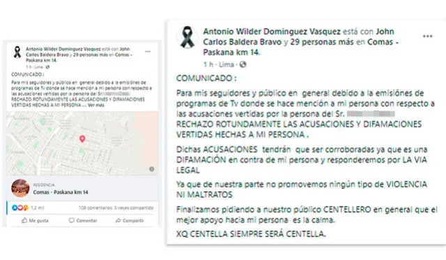4.9.2020. Post de Toño Centella respondiendo a la denuncia de  'Zaperokito'. Crédito: captura Facebook Antonio Wilder Dominguez Vasquez