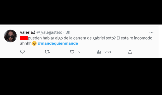 Usuaria comenta sobre Gabriel Soto, quien fue invitado al estreno de "Mande quien mande". Foto: Twitter   