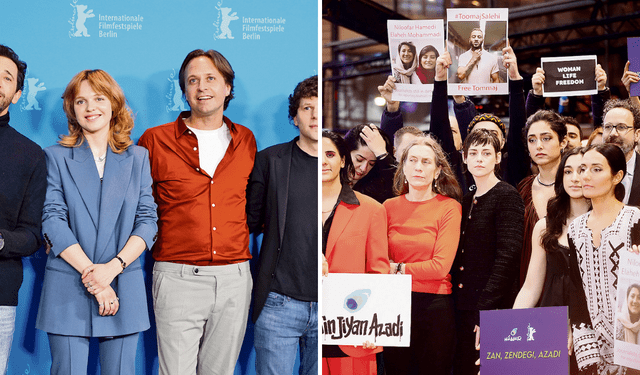  Alfombra roja. Presentaron las películas She Came to Me y Manodrome. Ayer, Stewart, presidenta del jurado, se sumó a la protesta de las cineastas iraníes. Foto: difusión<br>    