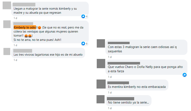  Fans reaccionan a los personajes Kimberly, Dalila y Eva. Foto: composición LR/captura de Facebook 