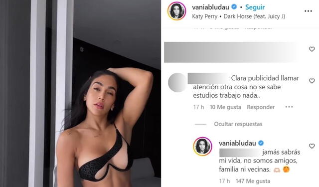  Vania Bludau es criticada por cibernauta. Foto: captura de Instagram   