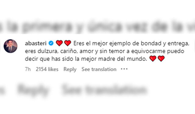 Comentario de Alejandro Basteri, hermano de Luis Miguel. Foto: composiciónLR/Instagram   