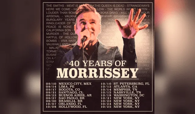  Morrisey se presentará este 14 de septiembre, en Lima. Foto: composiciónLR/Instagram-@morrisseyofficial 