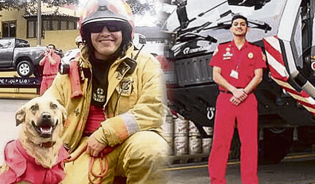  Dolor. Ángel Torres y Nicolás Santa Gadea fueron los primeros bomberos en morir tras el impacto del avión contra la unidad donde ellos viajaban. Foto: composiciónLR   