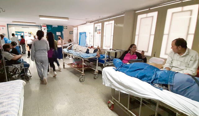  En espera. Familiares hacen fila o acompañan a pacientes. Foto: Carlos Vásquez/La República   