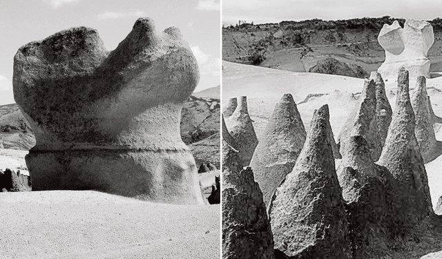  Obra del fuego. Dos imágenes sobre las bellas formaciones de ceniza volcánica que se exhibirán en la muestra. Foto: composiciónLR   