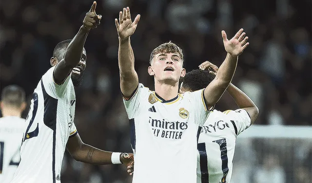  Estreno. Nico Paz anotó su primer gol con el Real Madrid. Foto: EFE   