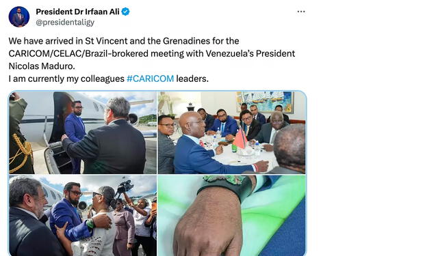 Presidente de Guyana ya llegó a St. Vincent. Foto: composición LR/ Twitter.   