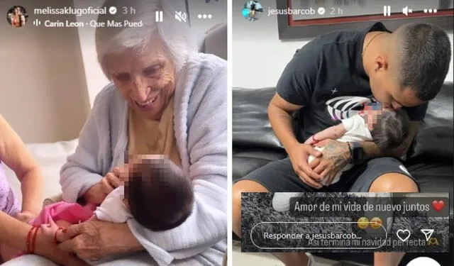  Hija de Melissa Klug conociendo a su bisabuela y reencontrándose con su padre, Jesús Barco. Foto: composición LR/Instagram/Melissa Klug/Jesús Barco   