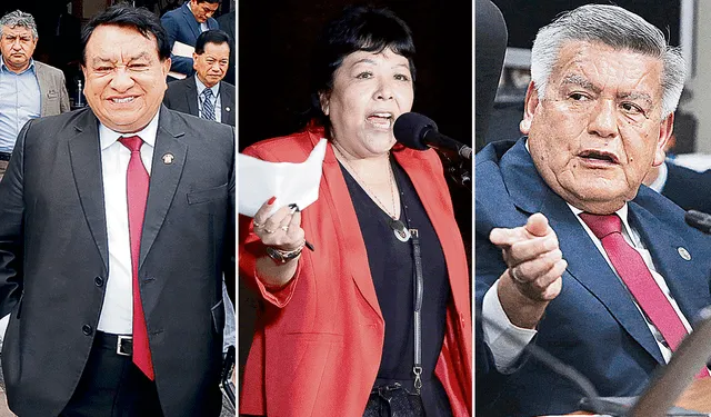  Líderes partidarios. José Luna (Podemos), Patricia Li (Somos Perú) y César Acuña (APP). Foto: composiciónLR   