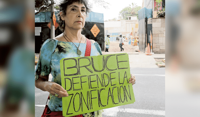 Protesta. Gabriela García, vecina de proyecto de 20 pisos en avenida Castilla, y un pedido al alcalde de Surco. Foto: John Reyes/La República   