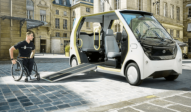  El APM. O Accesible People Mover, vehículo eléctrico diseñado para personas con alguna discapacidad. Foto: difusión   