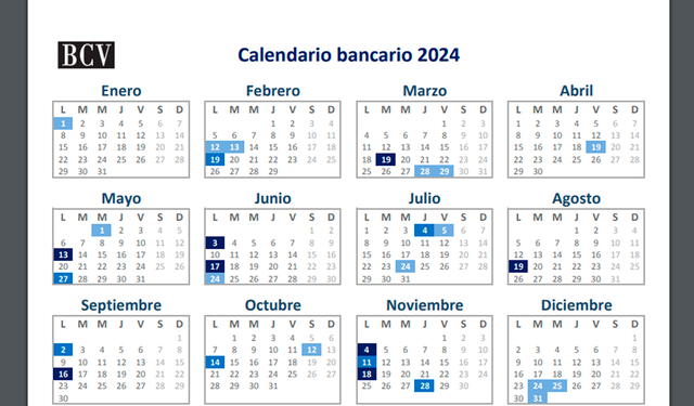  Calendario bancario 2024 en Venezuela. Foto: composición LR/Sudeban.   