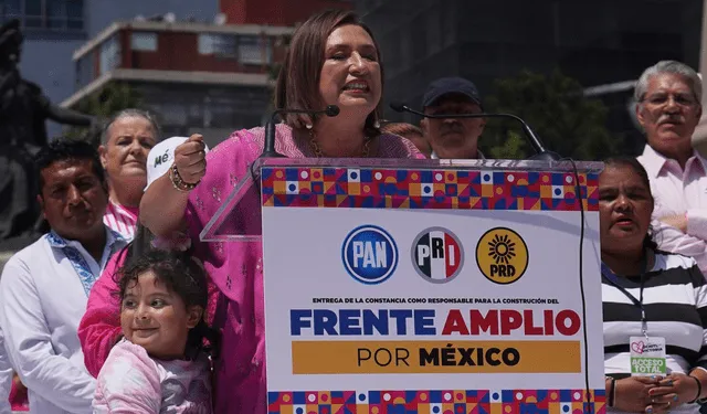 La candidata Xótchitl Gálvez marcha segunda en las encuestas. Foto: AFP   
