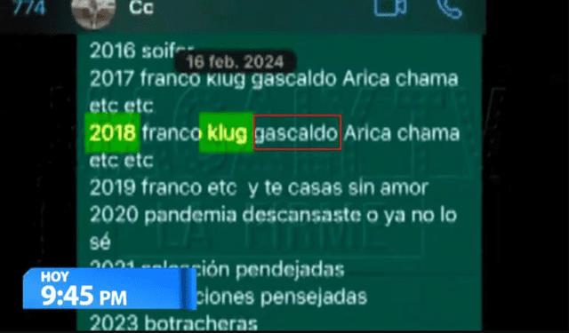 En el chat revelado por Pamela López no figura el nombre de Rosángela Espinoza. Foto: ATV.   