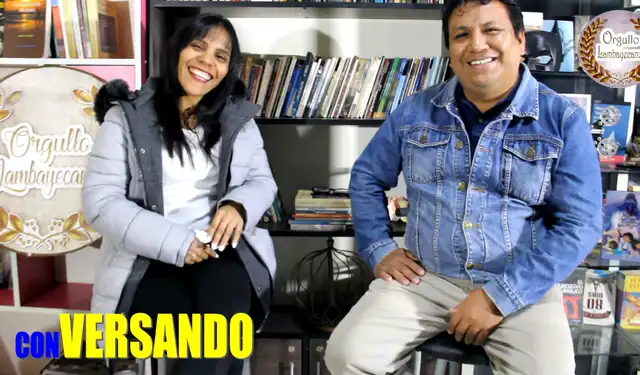  Desireé durante la entrevista con el escritor Alex Castillo Ventura. Foto: captura de pantalla/Orgullo lambayecano/YouTube   