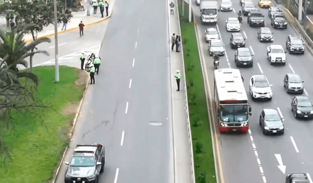 Tráfico en la vía principal de la avenida Javier Prado. Foto: captura Canal N   