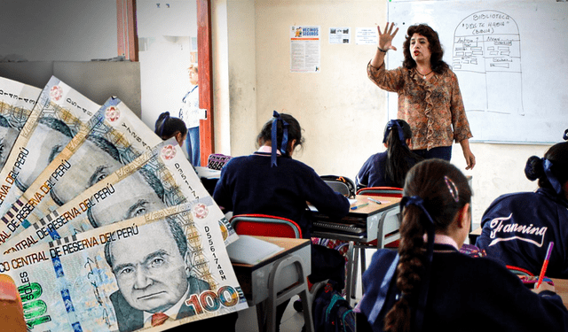 Al finalizar el año, los docentes en Perú esperan recibir un aguinaldo navideño de S/300, según el Decreto Supremo N. ° 244-2024-EF. Foto: composición LR/Andina.   