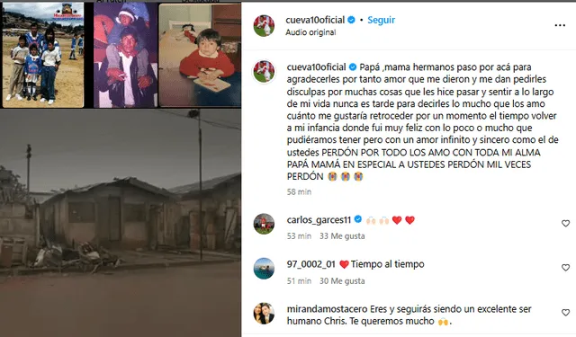  Christian Cueva y su emotiva publicación en redes sociales a sus padres. Foto: Instagram   