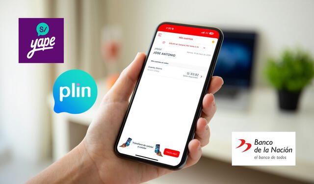  Banco de la Nación permite realizar pagos digitales, permitiendo enviar y recibir dinero de manera similar a aplicaciones como Yape y Plin. Foto: composición LR    