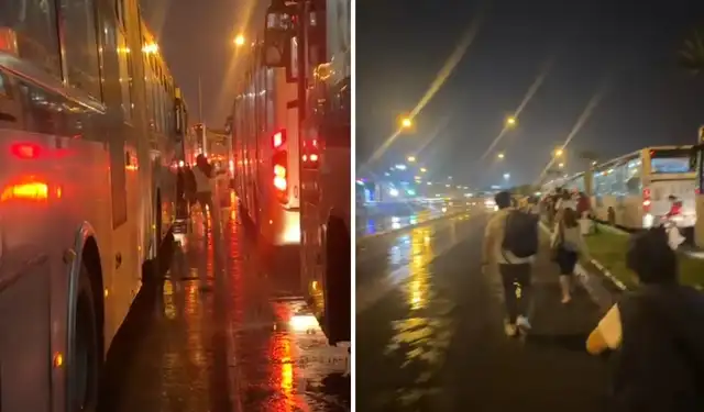 Usuarios descendiendo de las unidades del Metropolitano por el golpe de calor dentros de los buses. Foto: Composición LR   