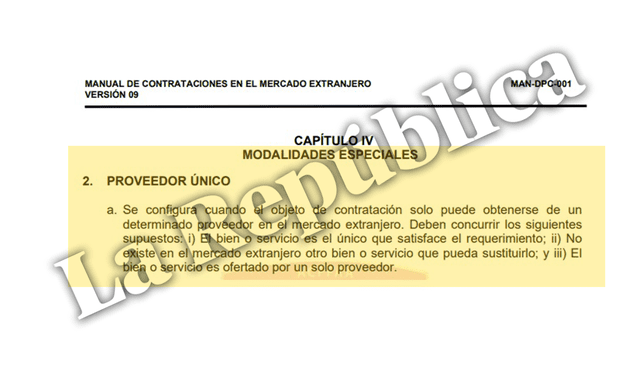 Arriba, la Directiva de la ACFFAA, y abajo, el Manual de Compras, en el que se establecen las pautas de contratos con empresas del extranjero. Foto: La República Arriba, la Directiva de la ACFFAA, y abajo, el Manual de Compras, en el que se establecen las pautas de contratos con empresas del extranjero. Foto: La República